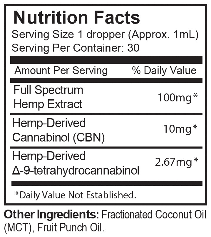 Lights Out Drops with 3000mg Full Spectrum CBD, 300mg CBN & 80mg D9